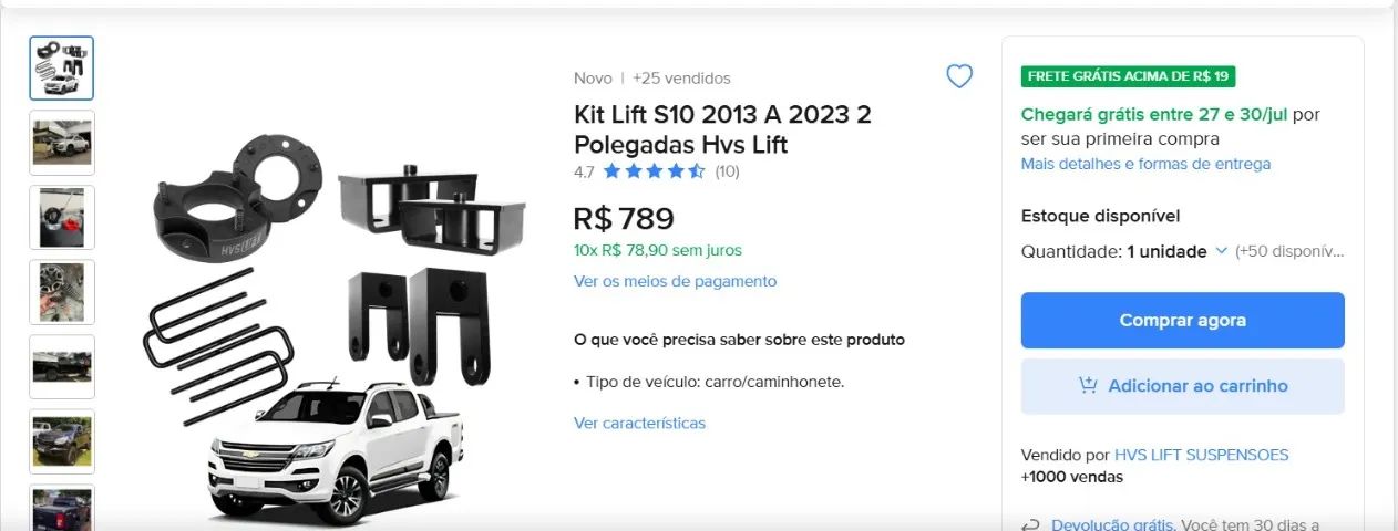 Kit LIFT/CALÇO S10 2013-2023 - Foto 3