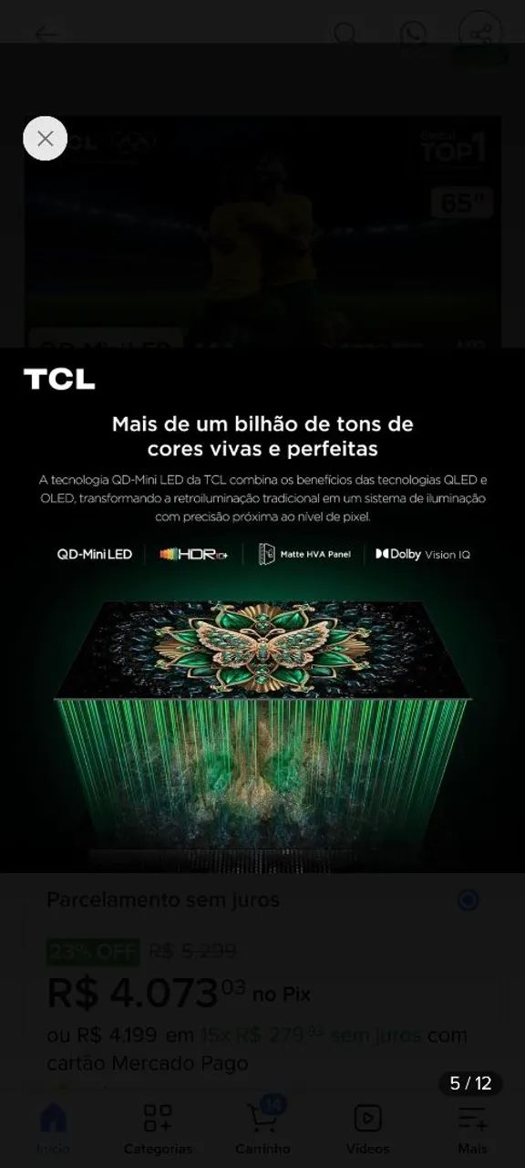 Smart Tv TCL 65 polegadas QLED 4K LACRADA COM NOTA E GARANTIA DE FÁBRICA. ZAP * - Foto 5