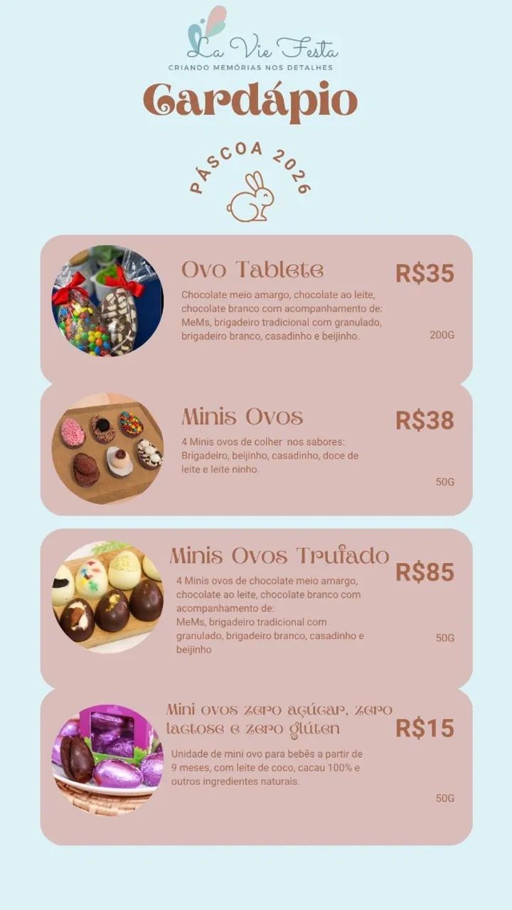 Kit festa e cardápio de pascoa