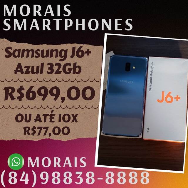 Samsung J6 Plus Prata 32Gb (SEMI-NOVO+NOTA FISCAL) - WHATS ( 8 4 ) 9 8 8 3 8 - 8 8 8 8