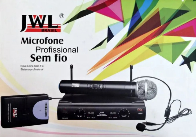 Kit Microfone Sem Fio JWL U-585h (Microfone Headset + Microfone de mão + Maleta) - Foto 2
