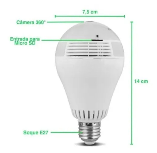 Lâmpada LED Câmera WIFI 360º - Foto 2