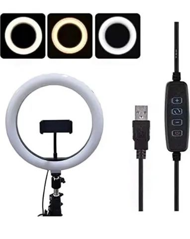 Iluminador Led Ring Light 26cm 1,80 Com Tripé Profissional Teem