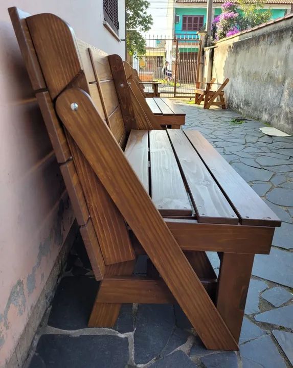 Banco que vira mesa de 1,50 mts madeira maciça  - Foto 3