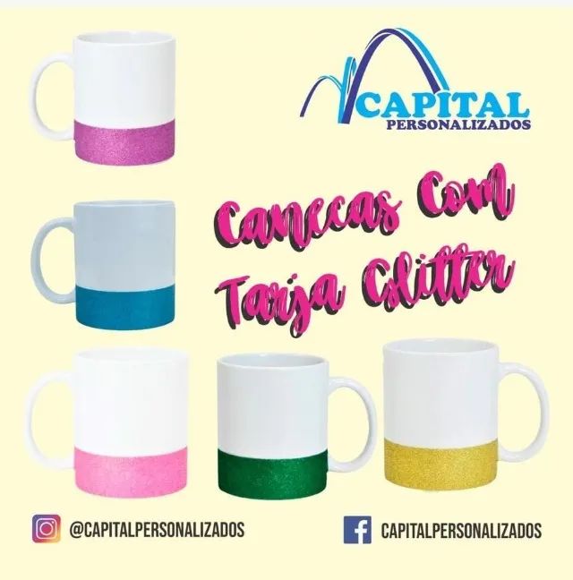 caneca com tarja gliter - Foto 6