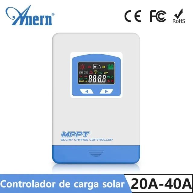 Controlador de Carga e carregador solar MPPT, 20AMP 12V 