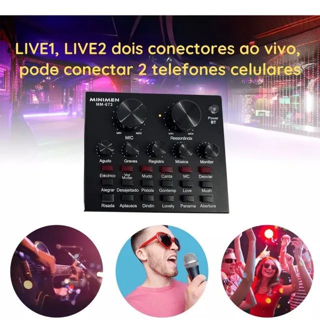 Placa De Som Multifuncional Ao vivo Mm-673 Interface De Áudio - Foto 3