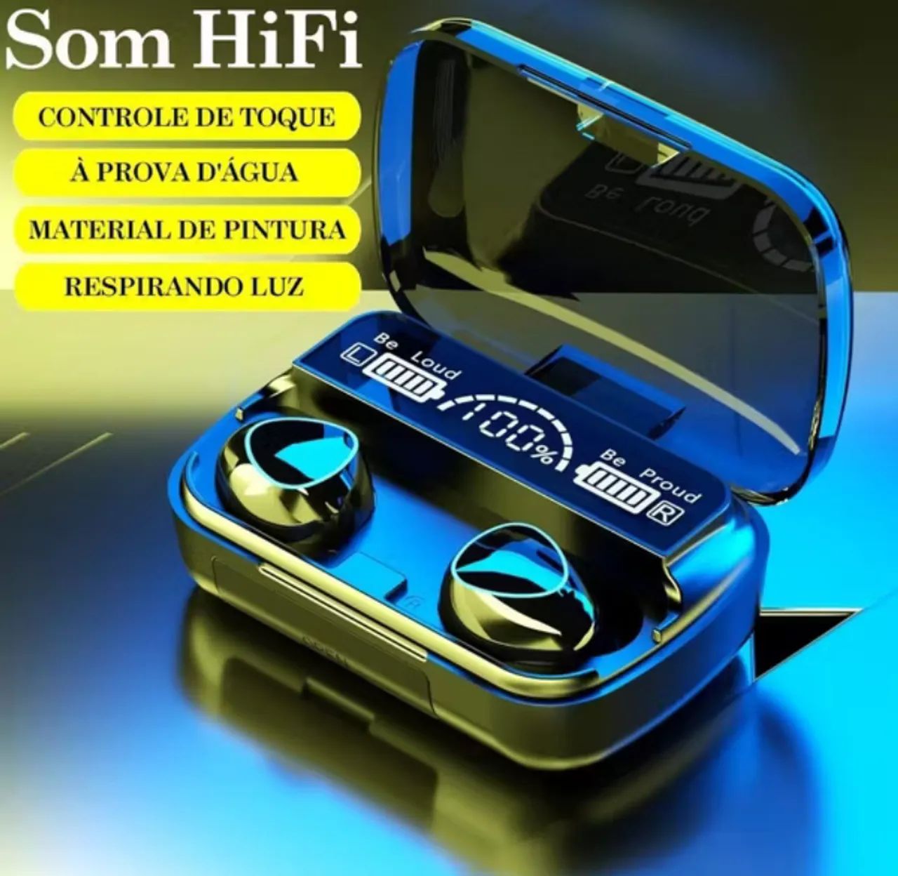 Fone M10 Bluetooth 5.1  sem fio TWS estéreo com carregador Power Bank   - Foto 2