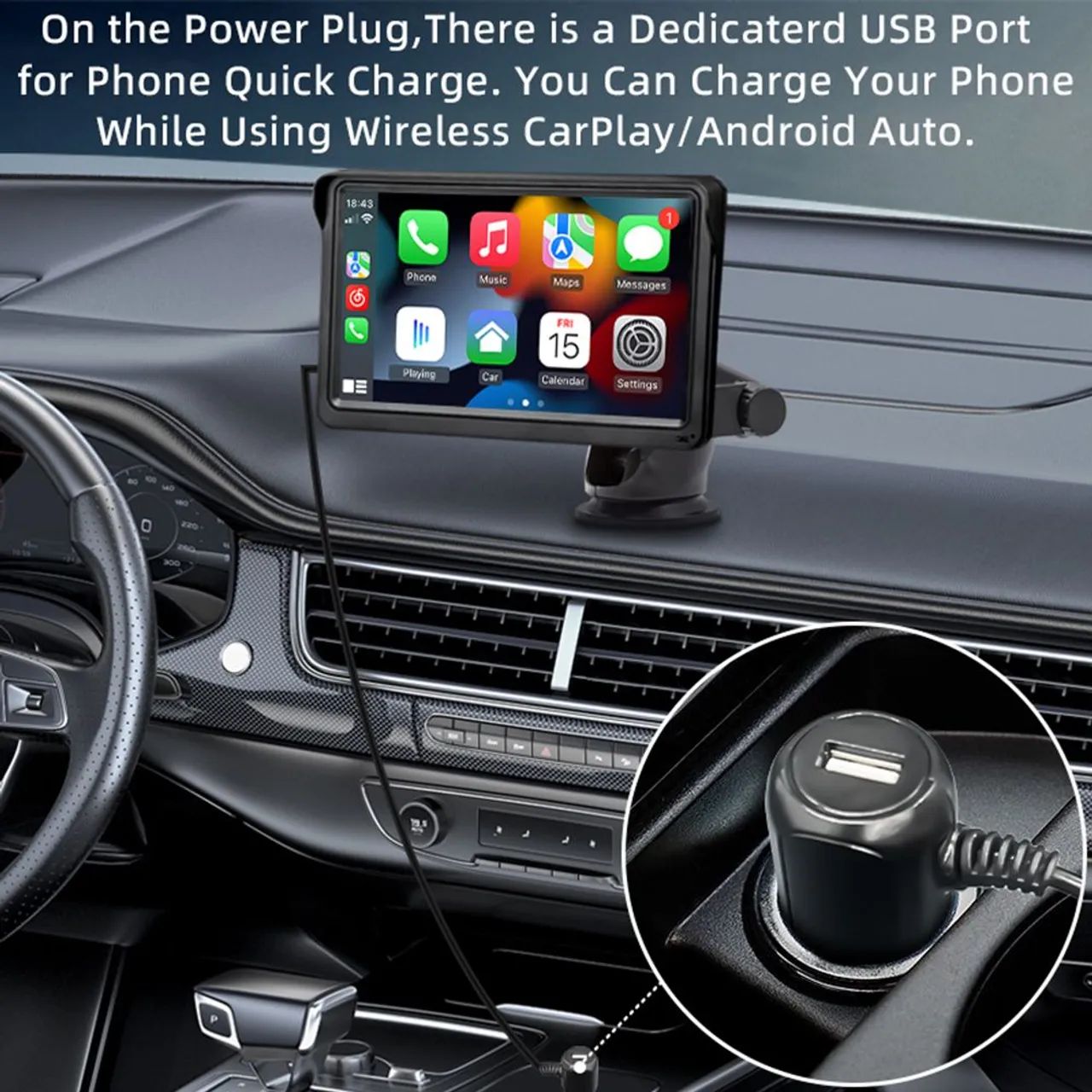 Central Multimídia portatil Android Auto e CarPlay 7 polegadas dvd som carro mp5 player - Foto 3