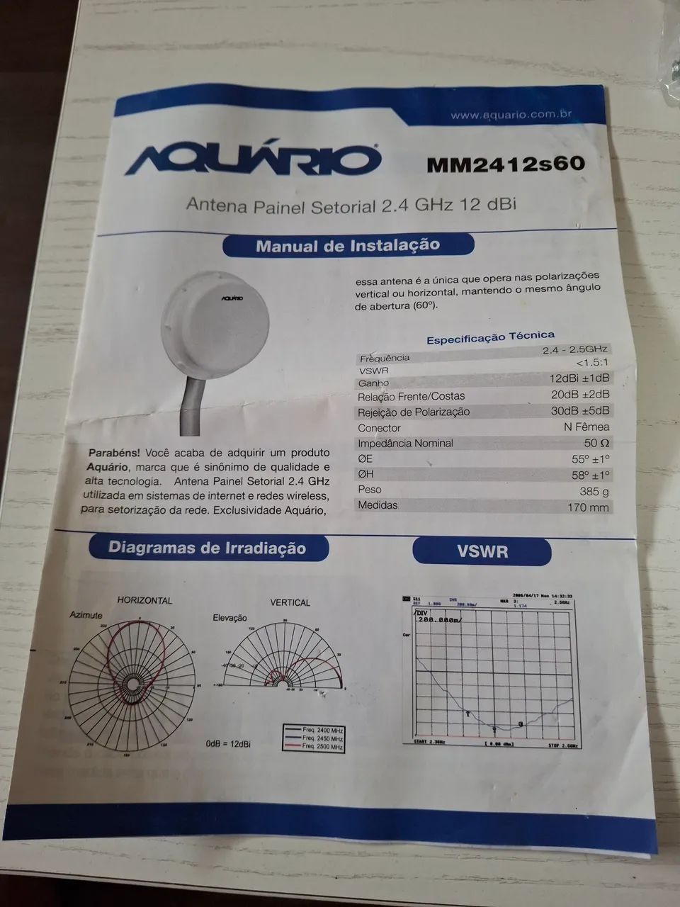 Antena setorial AQUARIO 2.4GHZ 12DBI - Foto 3