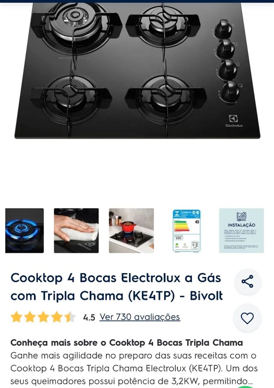 Cooktop a gás Eletrolux KE4TP - Foto 4
