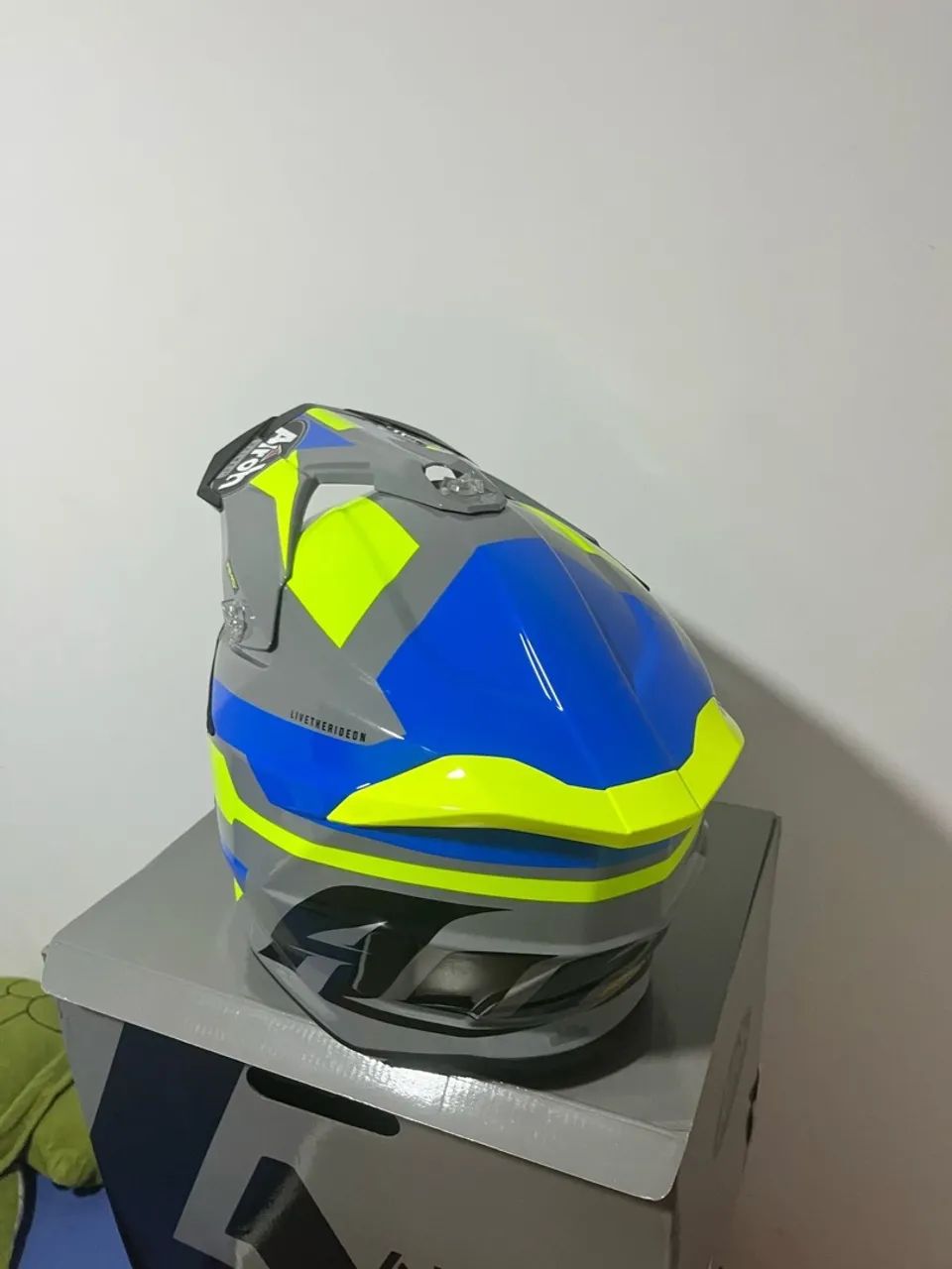 Capacete Motocross Airoh Strycker Glam Azul Trilha Off Road - Foto 3