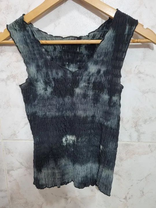 Blusa Tie Dye Cinza e Preta - Foto 3