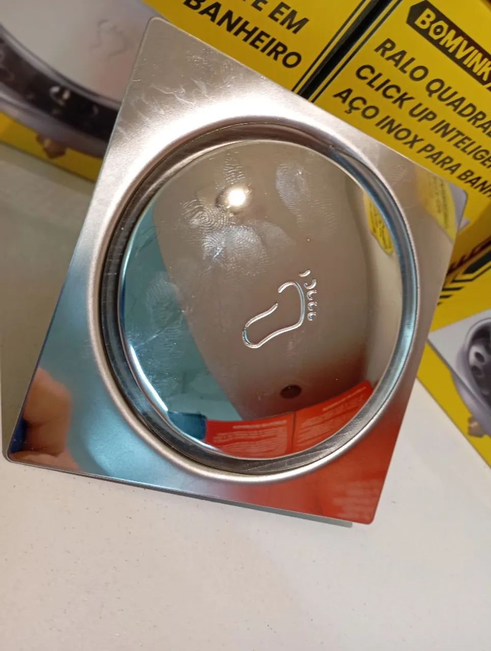 Ralo Quadrado Inteligente Click Up - Aço Inox 10x10 - Foto 4