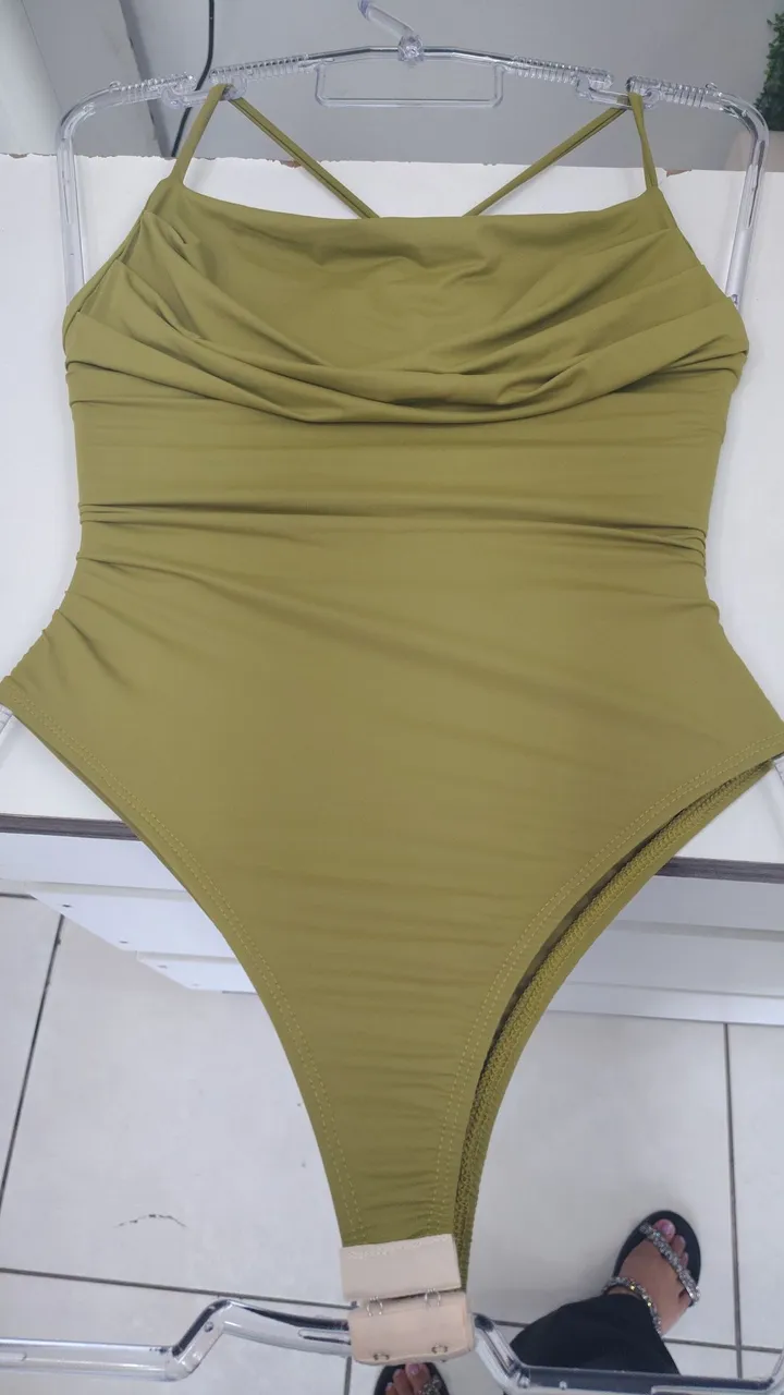Body Verde Drapeado com Alças Finas