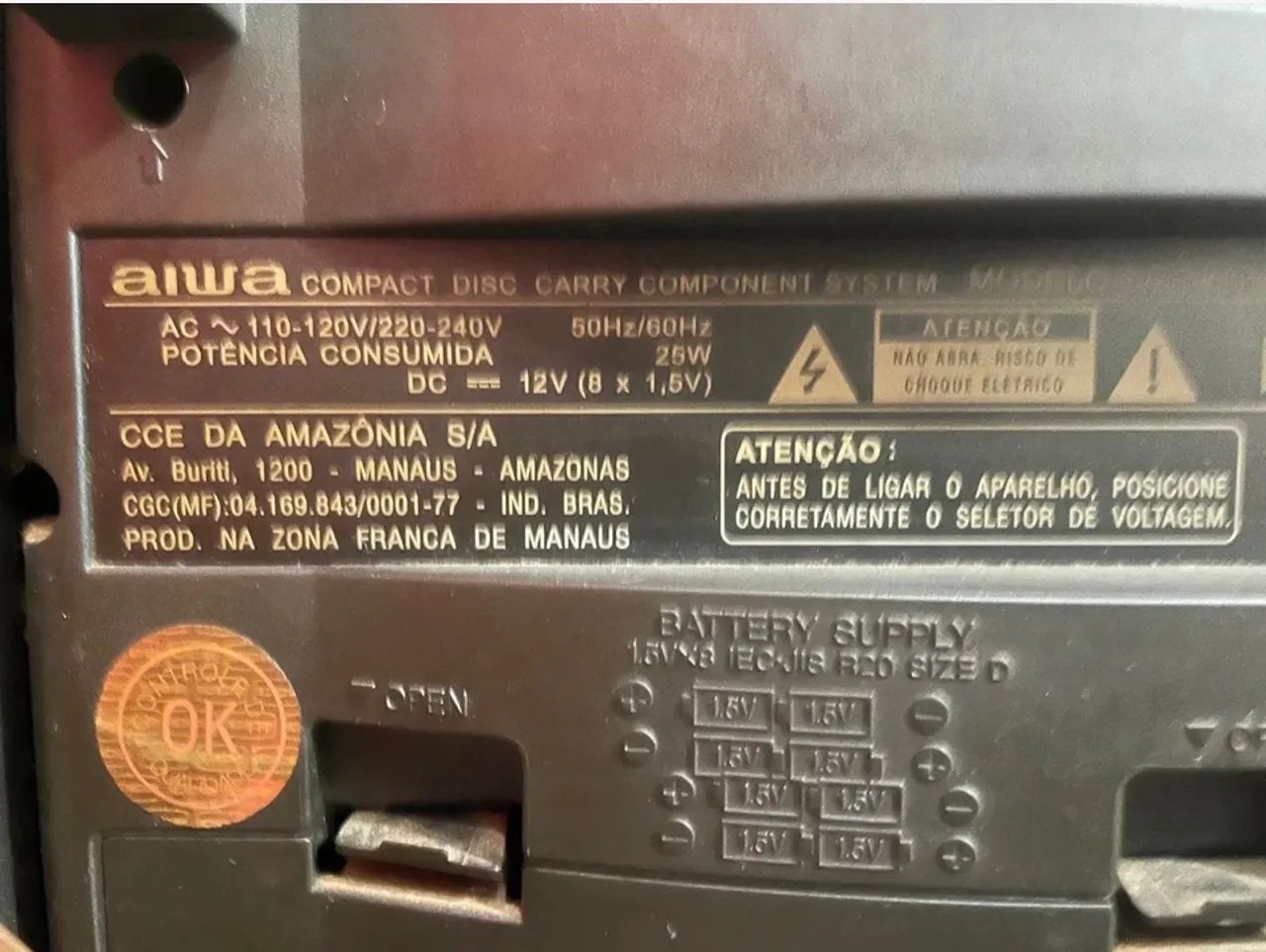 Som Aiwa CA-DW325 CD, Rádio e Toca Fitas - Aparelhos de Som