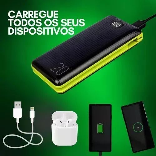 Carregador Portátil Power Bank 20000mAh 3 Cabos USB iOS Tipo C O'Gold Novo Loja Coimbra - Foto 2