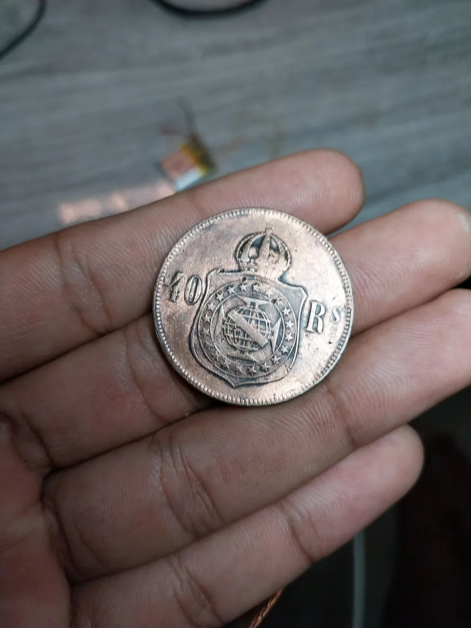 Moeda Antiga de 40 réis de-1875, coleção rara