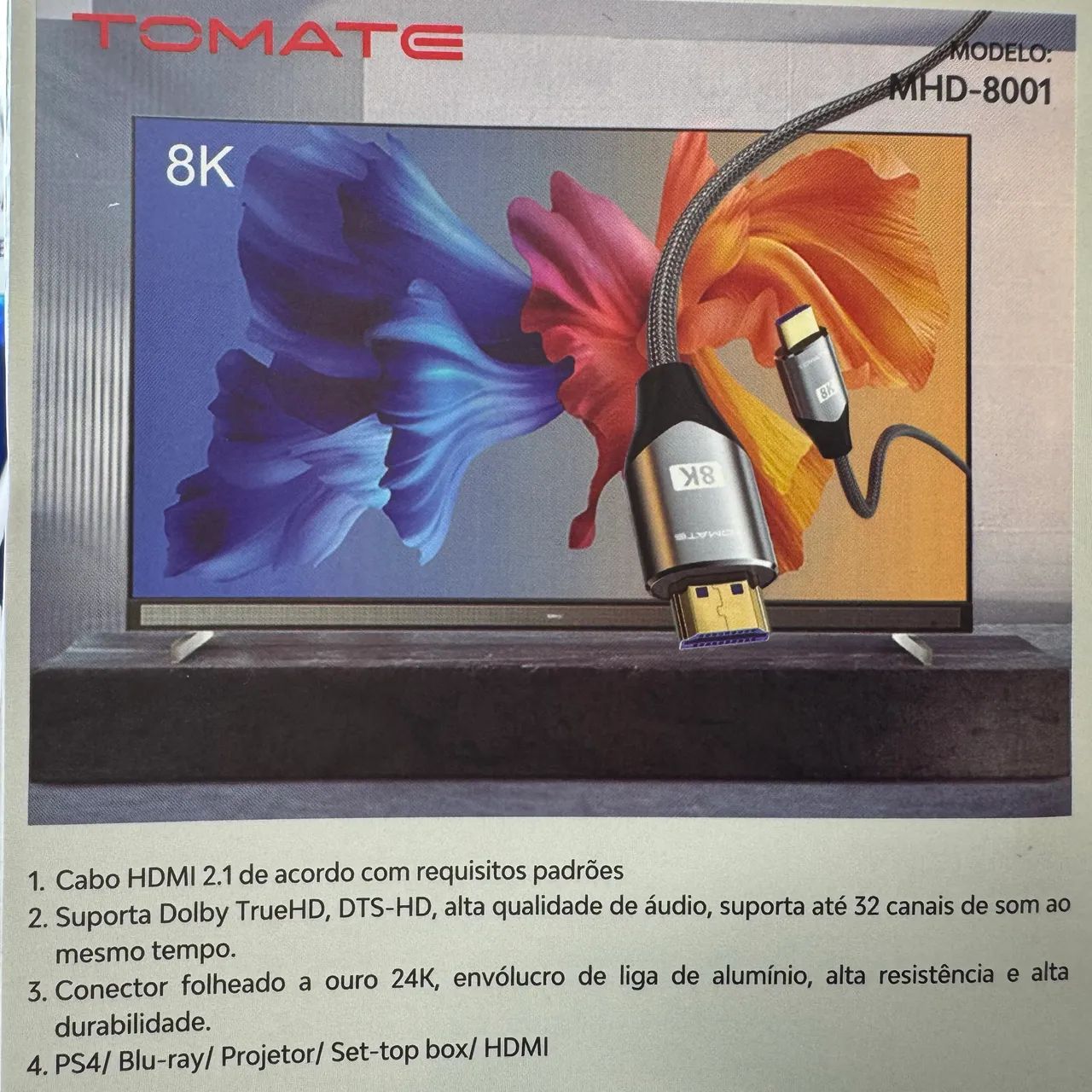 Cabo Hdmi 2.1 8K  Reforçado 1.5M - Foto 2