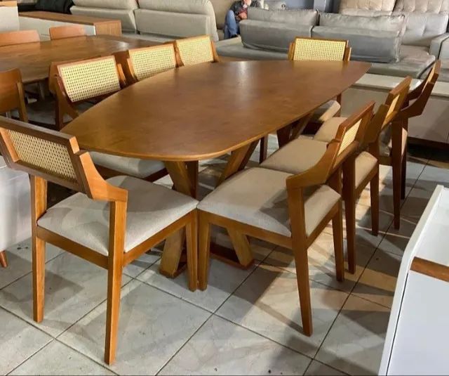 Mesa de Jantar com 8 Cadeiras 220x120 DIVIDIMOS EM ATÉ 10X SEM JUROS