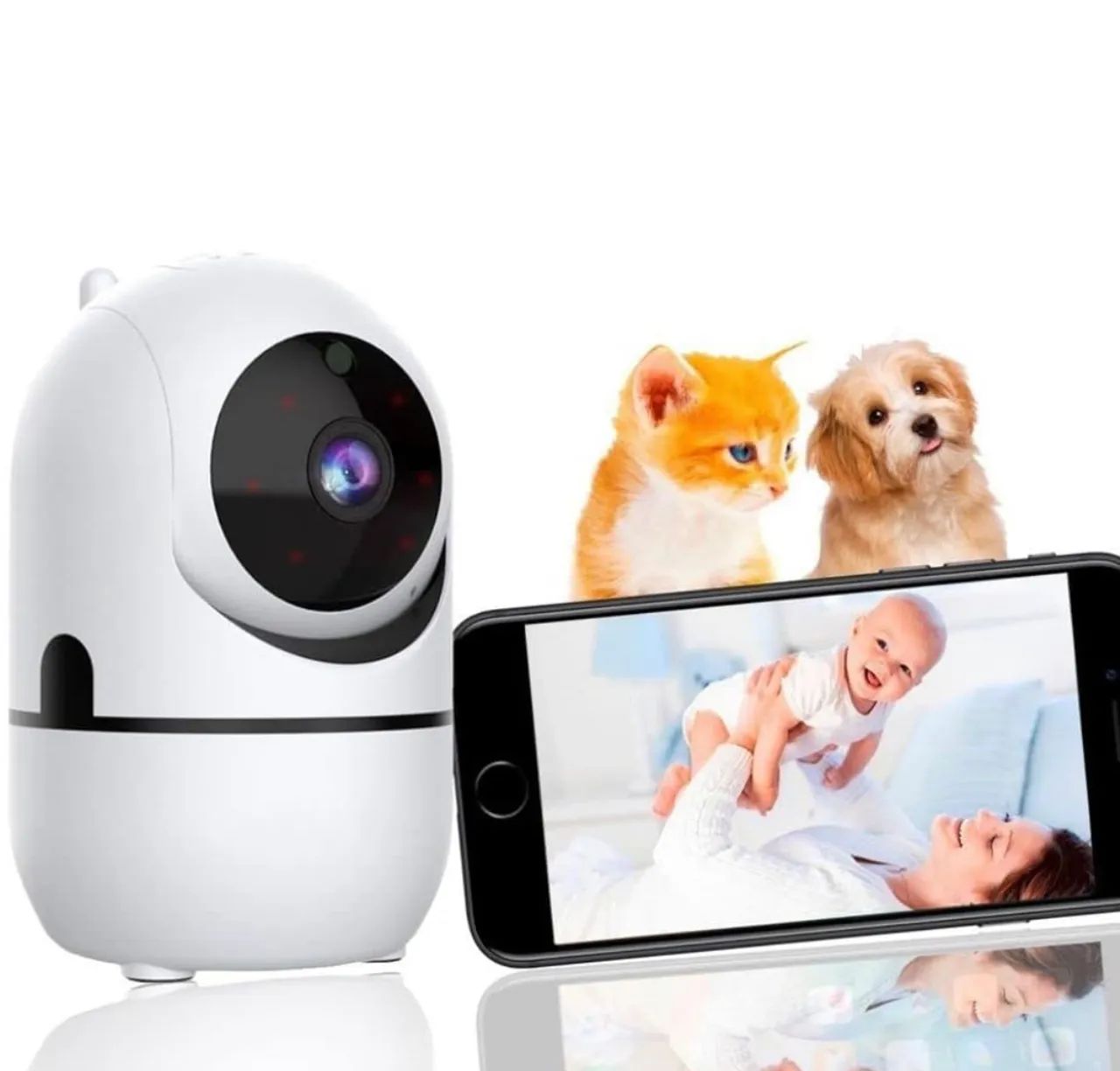 Camera Ip Wifi Giratória 1080p Estilo Babá Eletrônica Com Visão Noturna