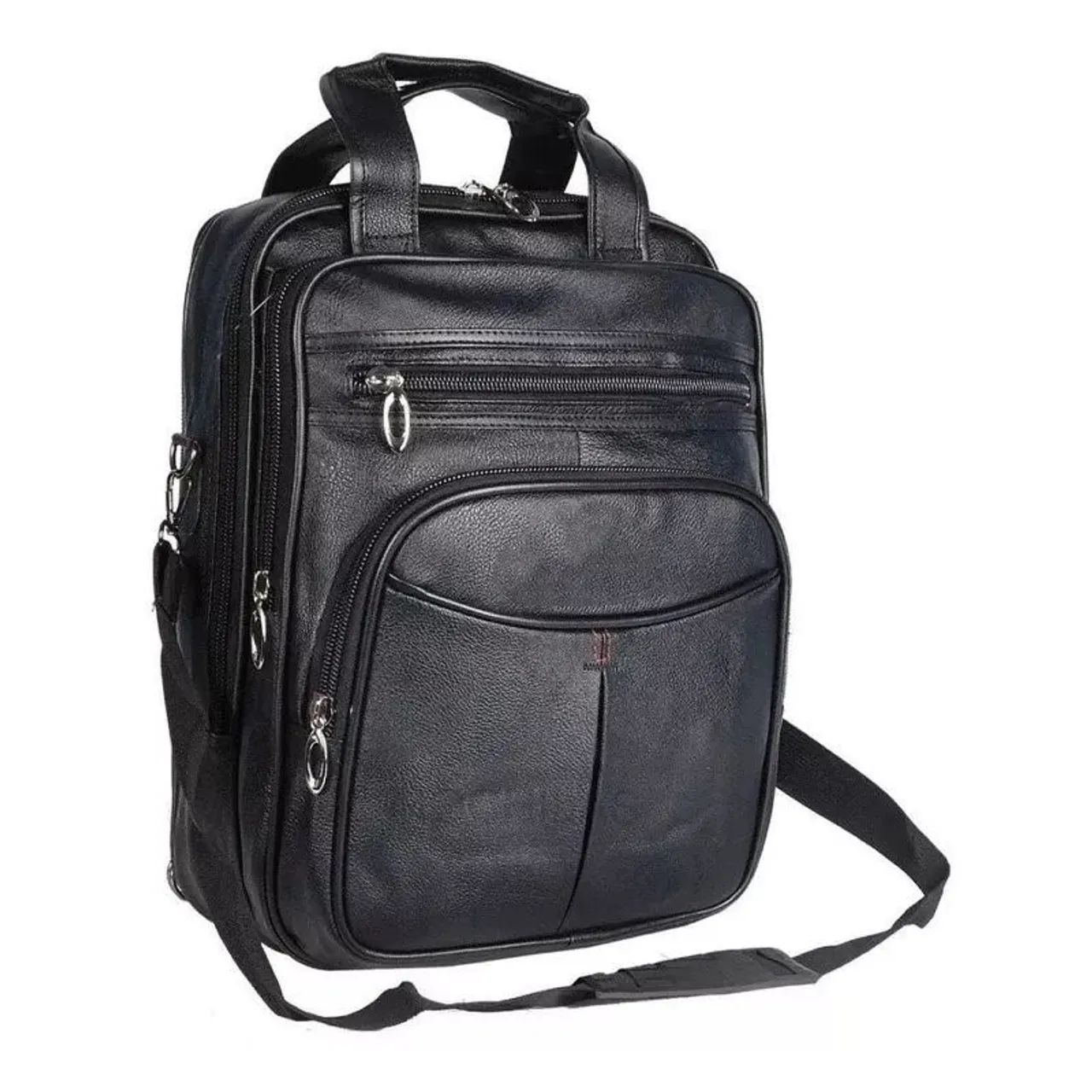 Mochila executiva em couro 3 modos de usar alça de Costa e ombro