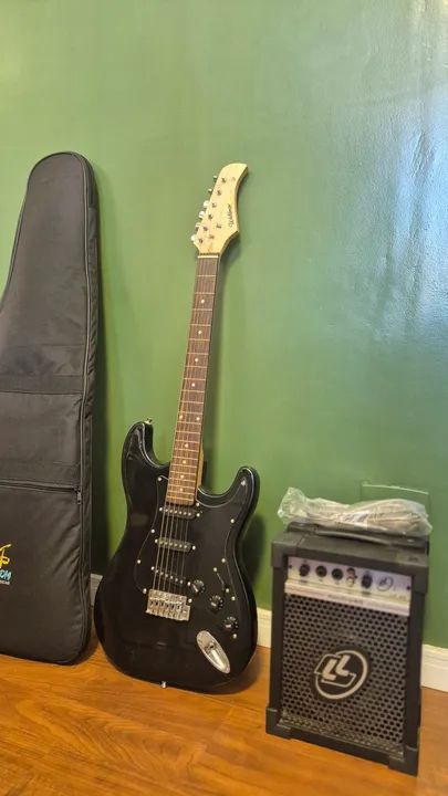 Conjunto completo Guitarra Waldman + Caixa + Case + Cabo