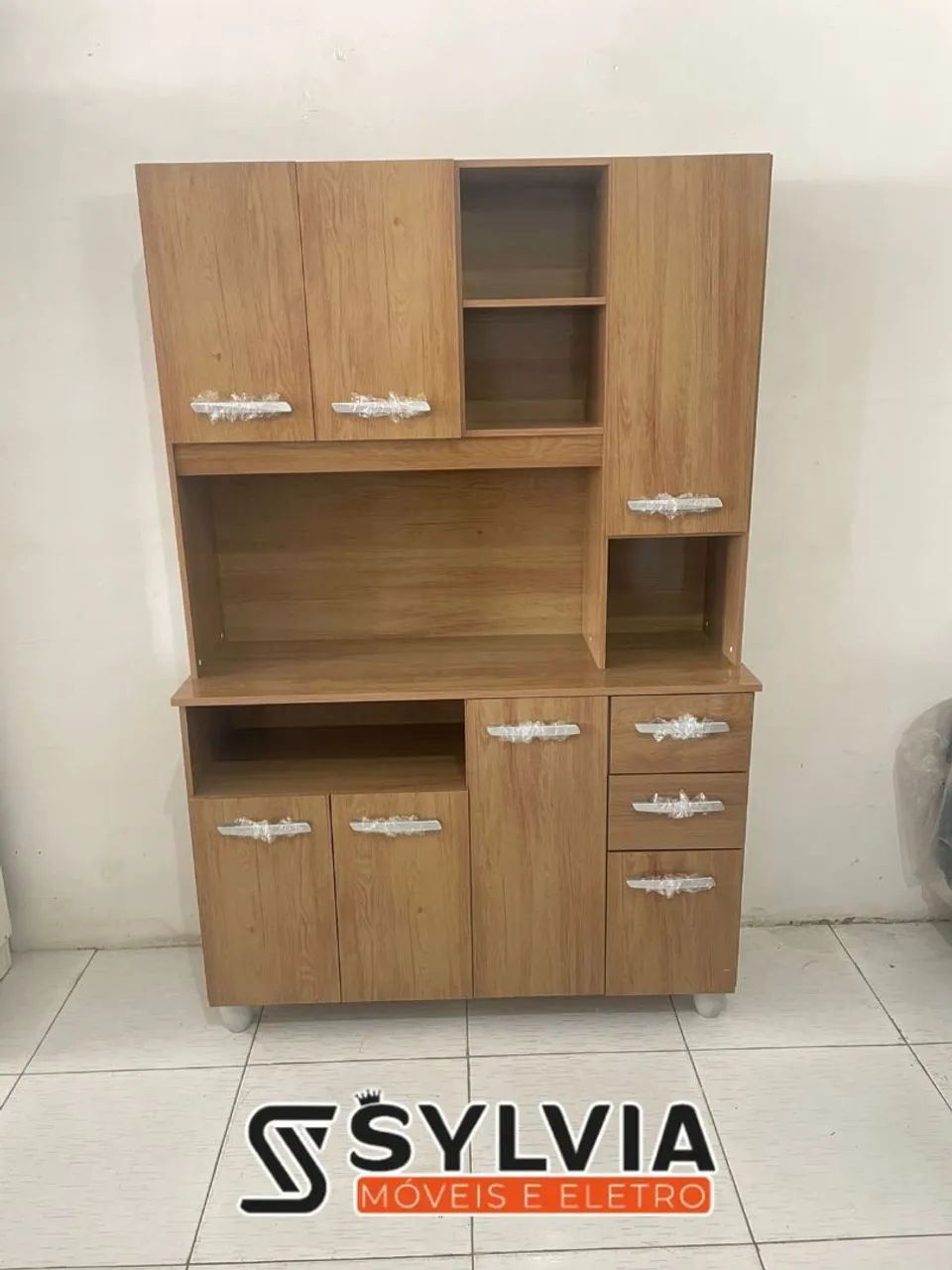 Armário de Cozinha Amadeirado e Branco - Sylvia Móveis - Foto 4