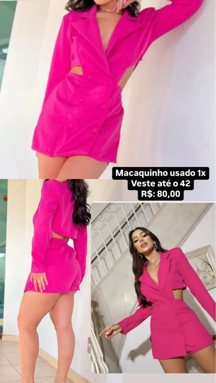 Macacão Blazer Rosa - Tamanho 42