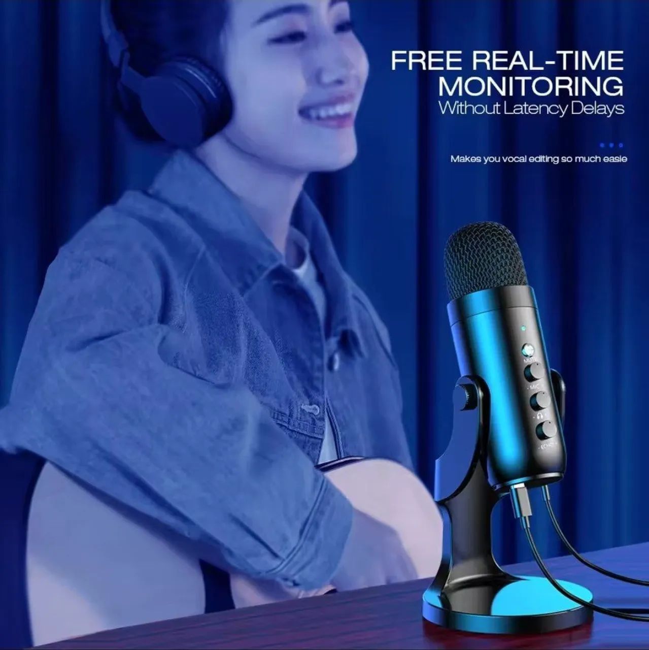 Microfone Haomuren Gravação Meet Podcast Gaming USB C - Foto 3