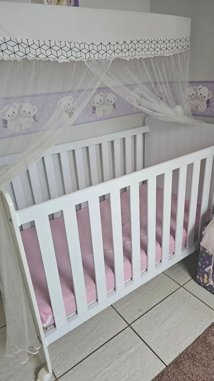 Berço com colchão e cortinado  - Foto 3