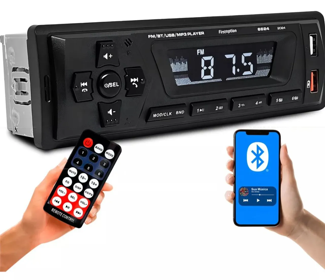 Som Automotivo MP3 Player Bluetooth USB FM