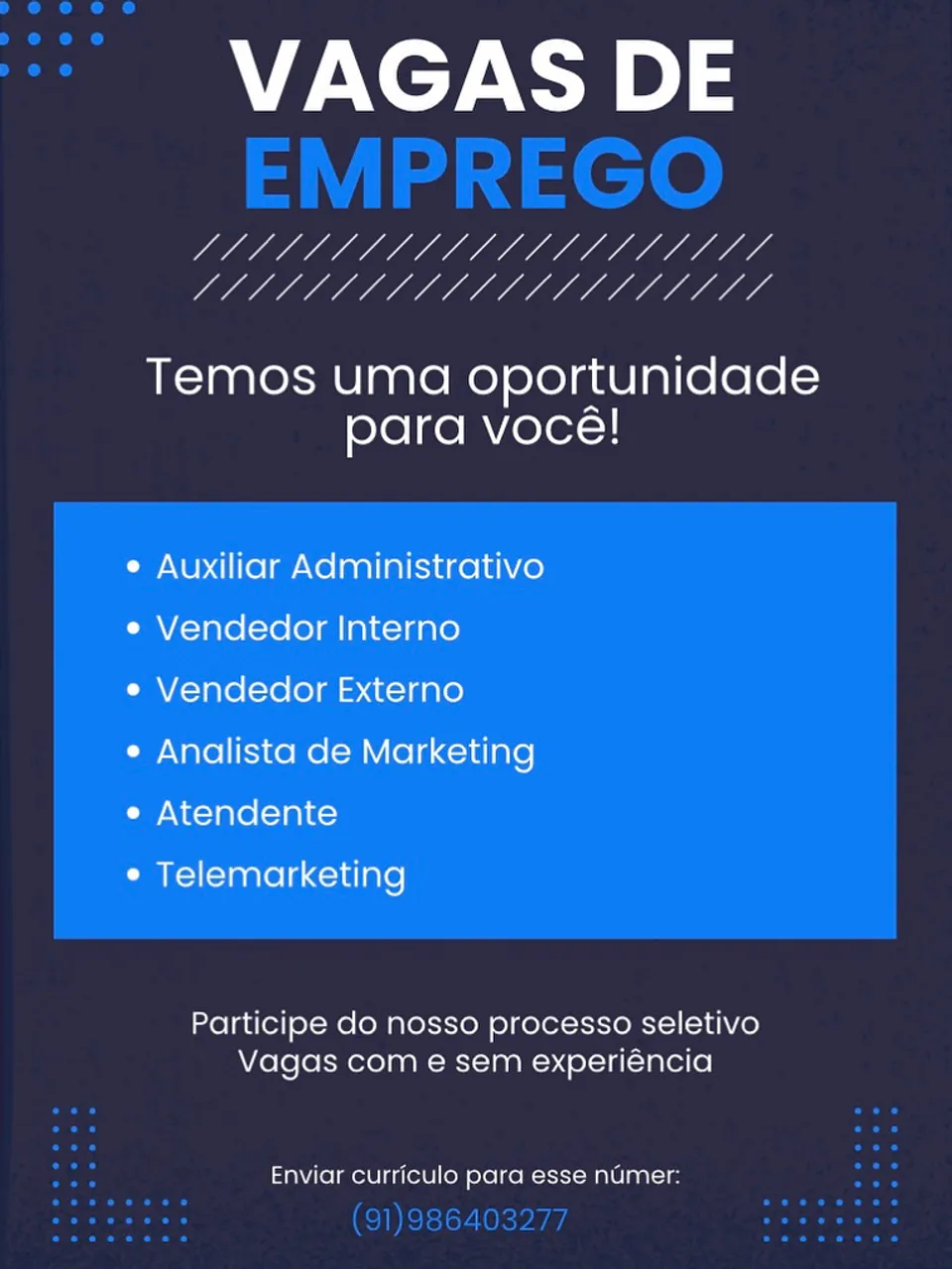 VAGAS DE EMPREGO!