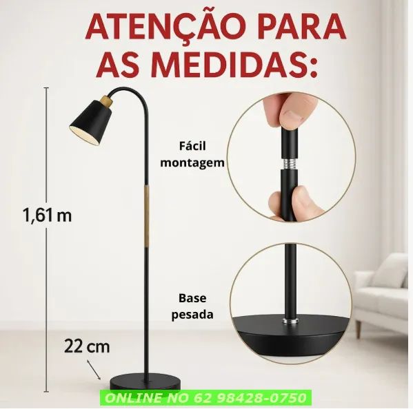 Luminária De Chão Pedestal De Piso Abajur Articulada Flexive - Foto 5