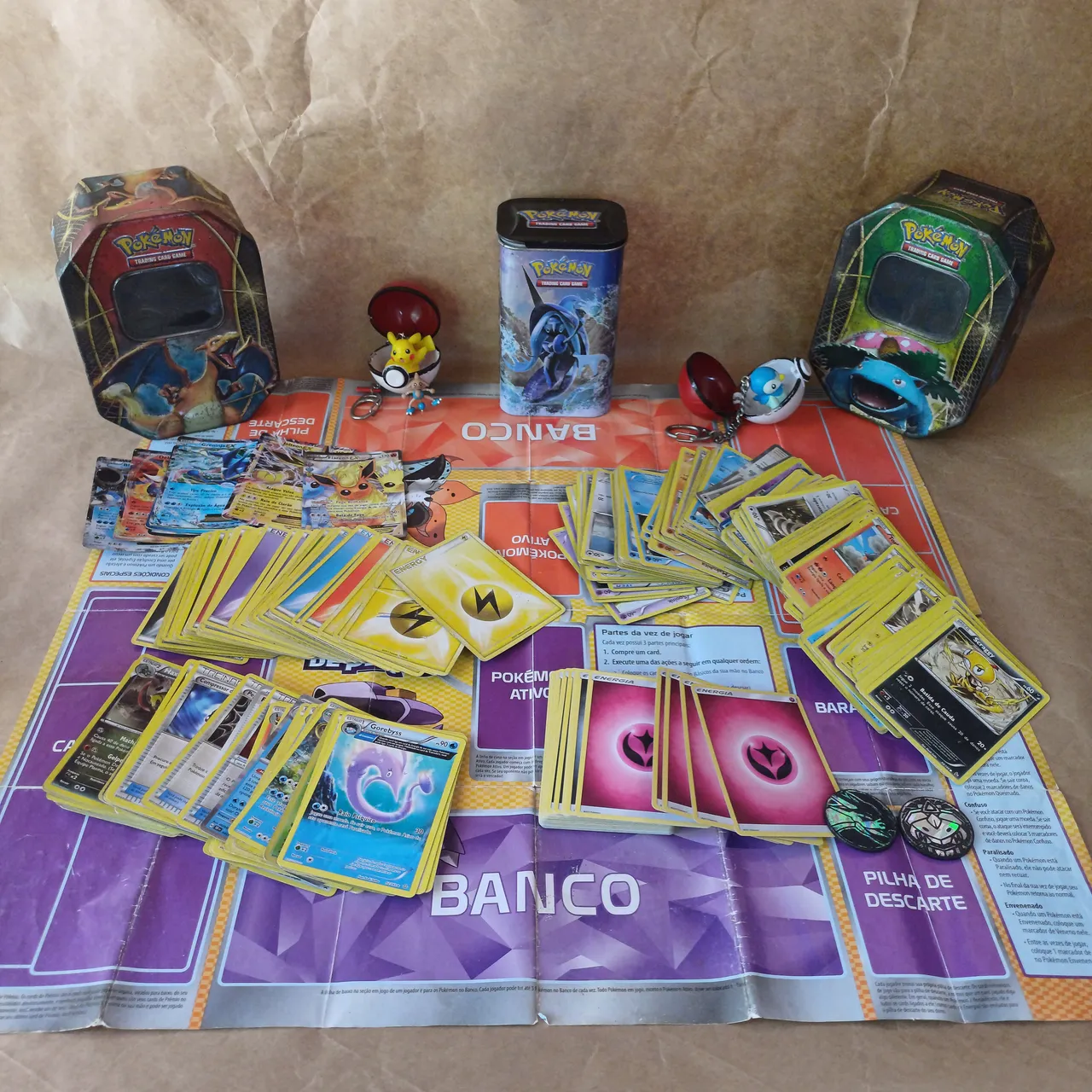 Coleção Pokémon - Mais de 500 cartas, brinquedos, latas e mais!