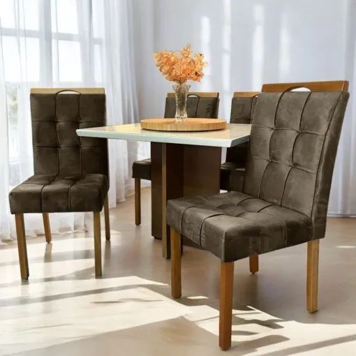 Conjunto Mesa de Jantar com 4 Cadeiras Elegantes em madeira!! 526tt6 - Foto 4