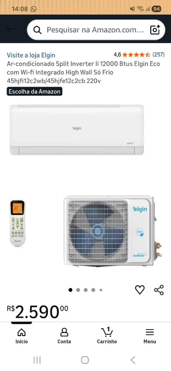 Ar condicionado Elgin Split Inverter 12000 btus - Foto 4