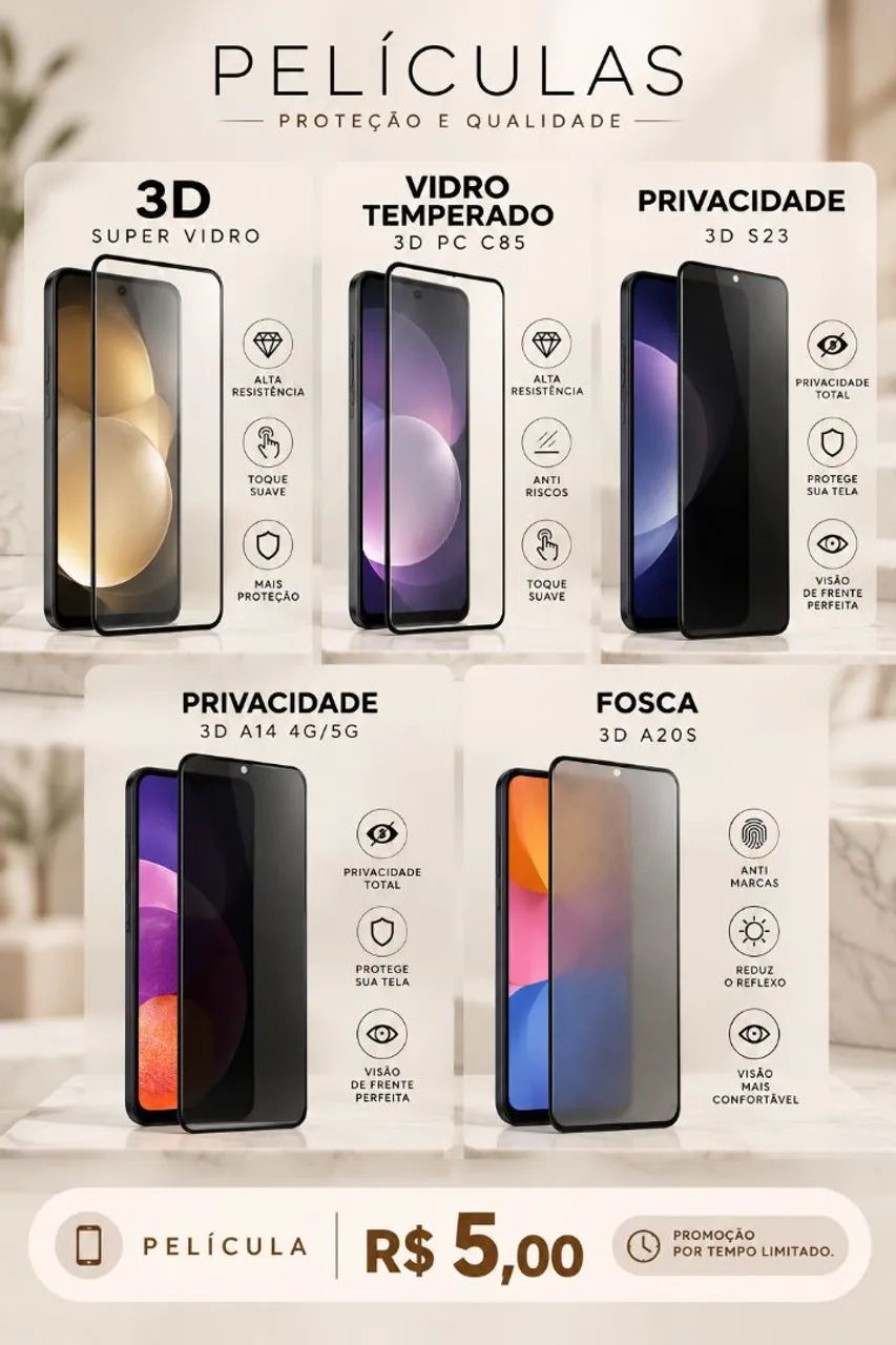 CAPINHAS E PELÍCULAS PARA CELULAR - Foto 3