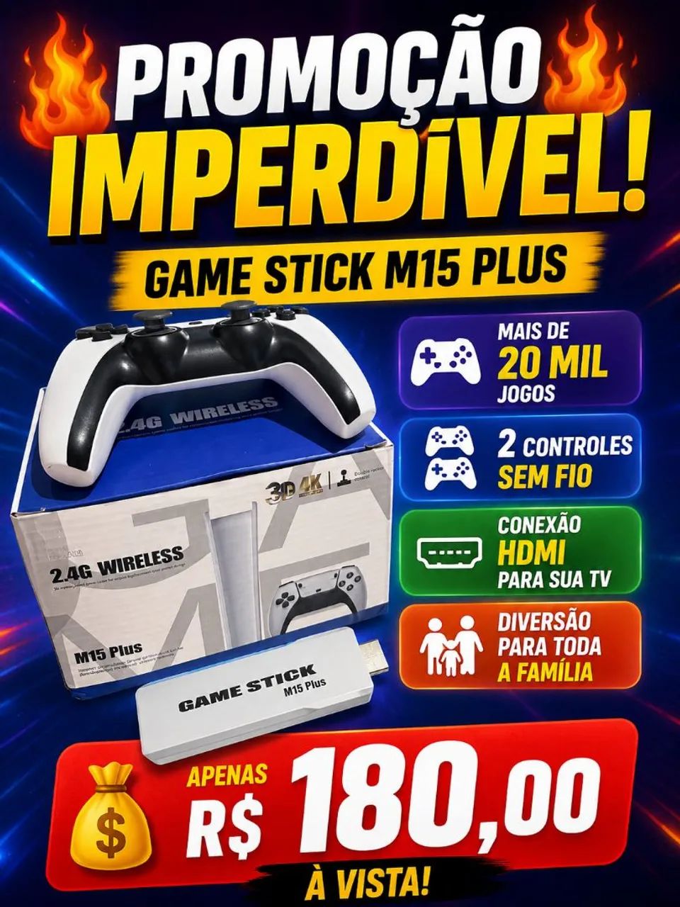 Game Stick m15 promoção 