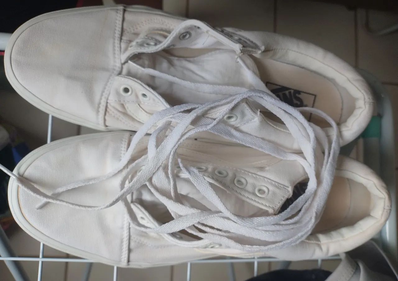 Tênis Vans Old Skool Canvas Original USADO - Branco/Off-White - Foto 4