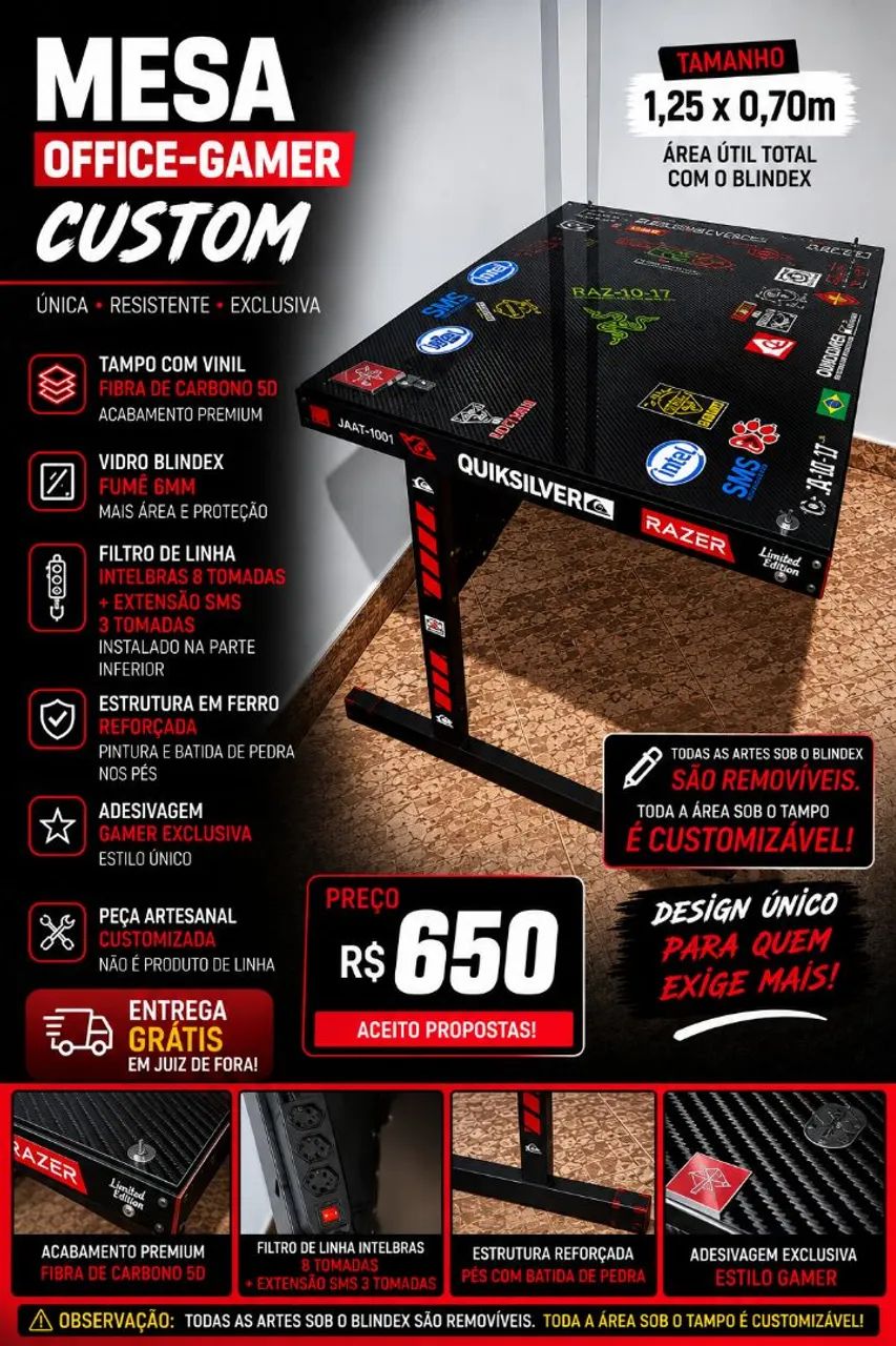 Mesa Office-Gamer Customizada