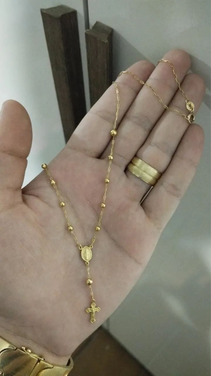 Terço de ouro 3.34g 18k procedência garantia eterna
