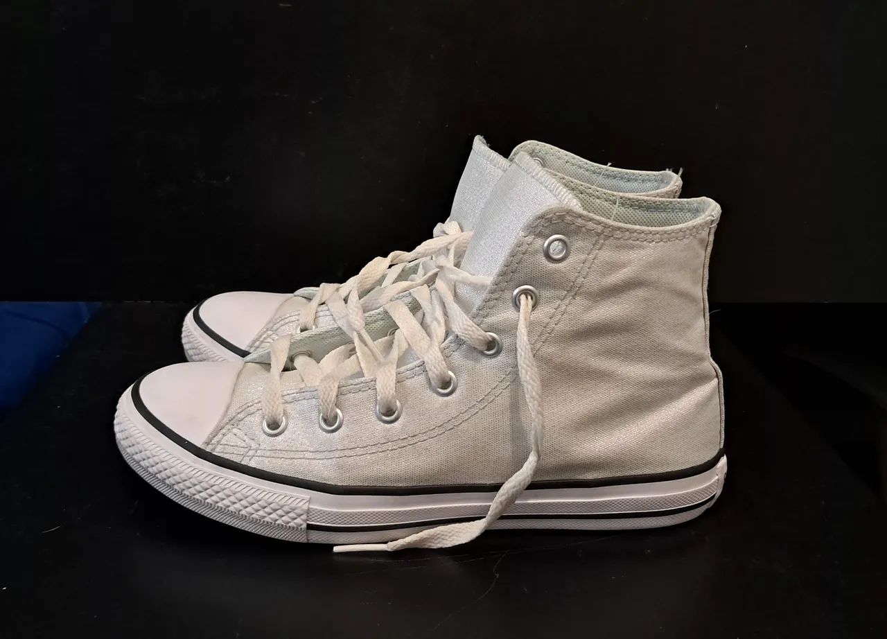 Tênis All Star cinza prateado tam.33 - Foto 4
