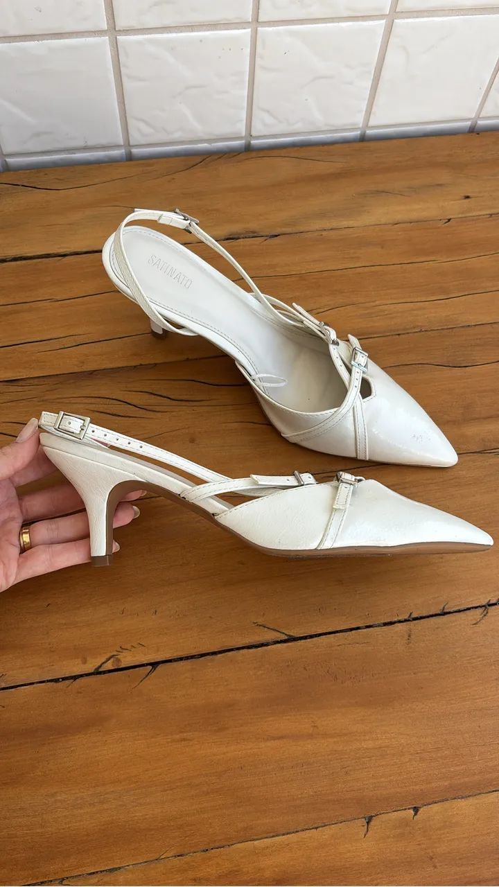 Slingback branco seminovo  - Foto 2