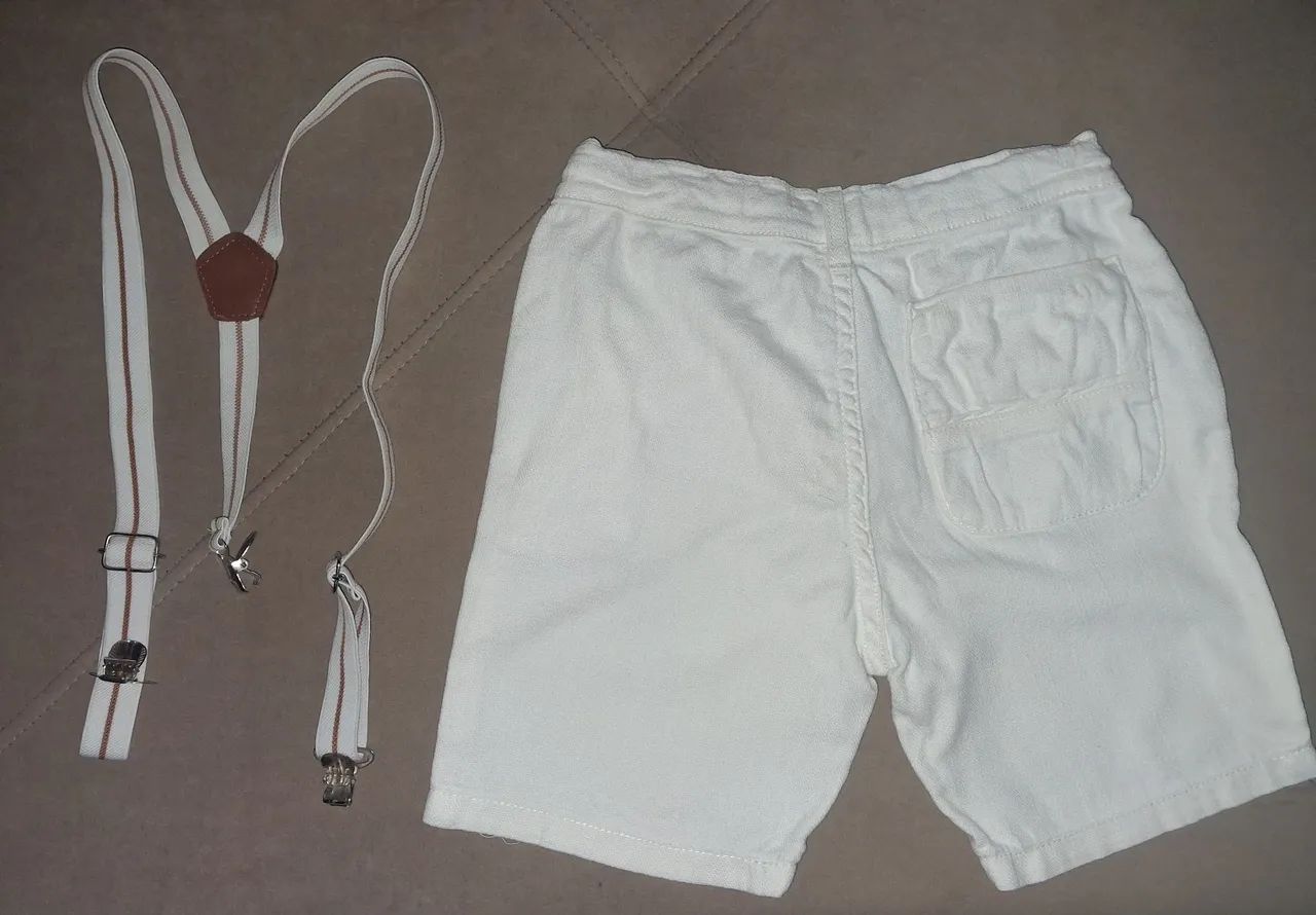 Short infantil  branco com suspensório  - Foto 3