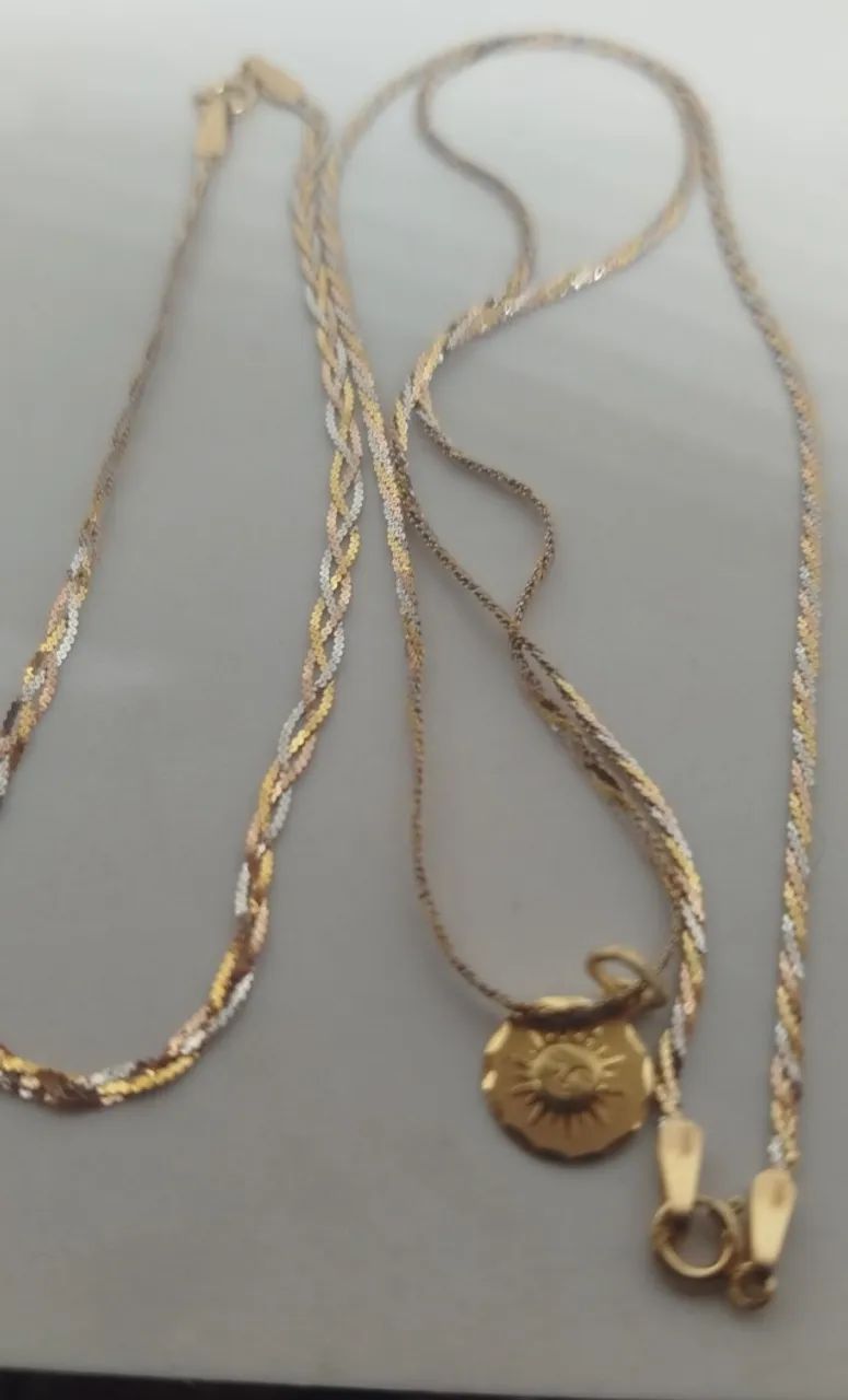 Colar, pingente , pulseira  , tres cores, ouro 18k - Foto 2