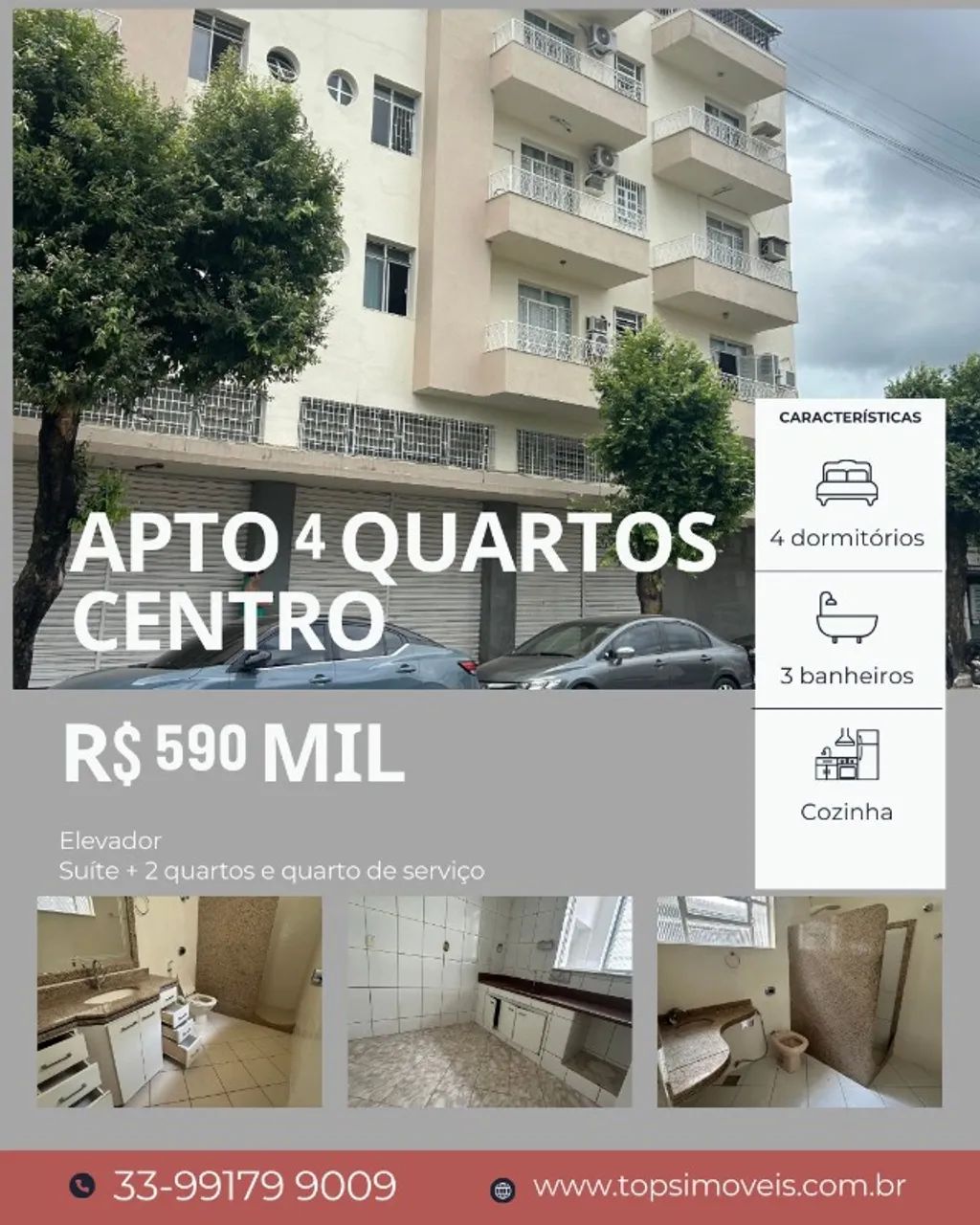 Apartamento 4 quartos no Centro de Valadares