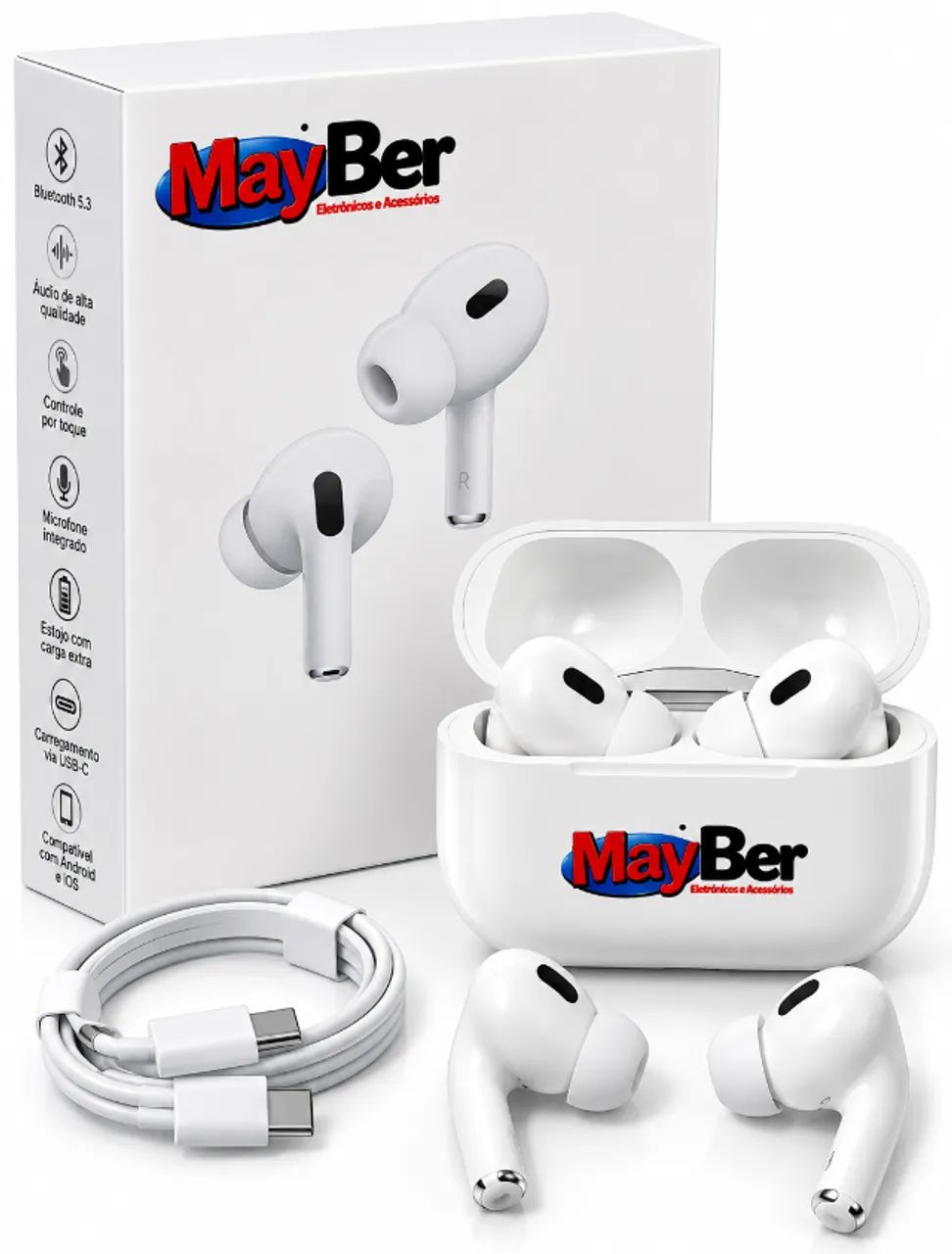 Fone de Ouvido MAYBER MB-U Bluetooth 5.4 Sem Fio com Microfone Branco - Foto 5