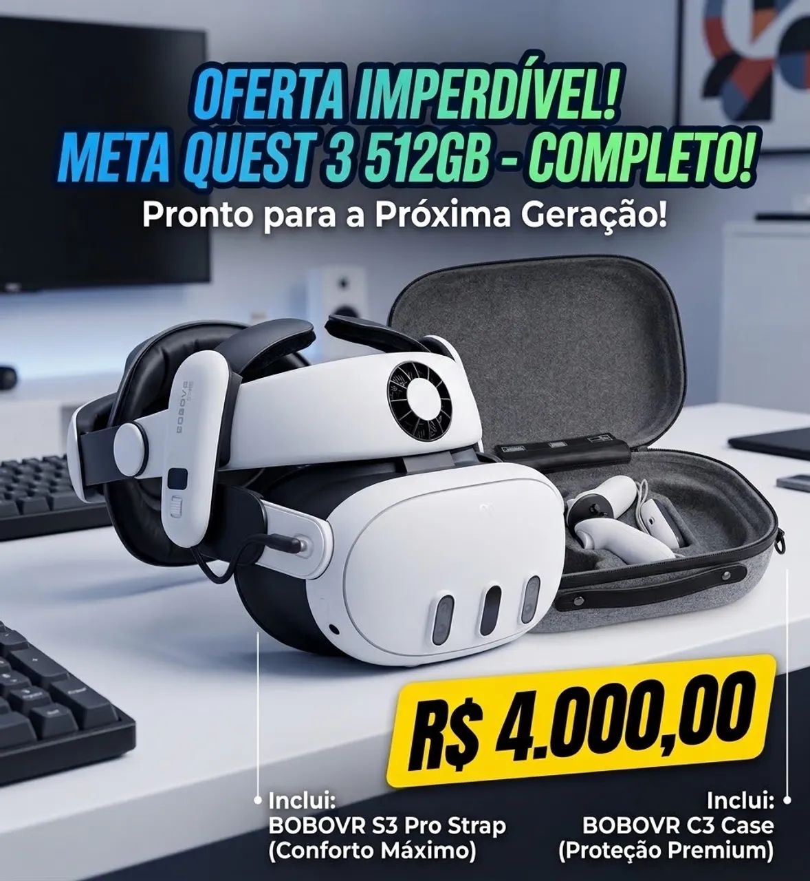 Meta quest 3 512gb + BoboVR - Consoles de Vídeo Game - Alvorada