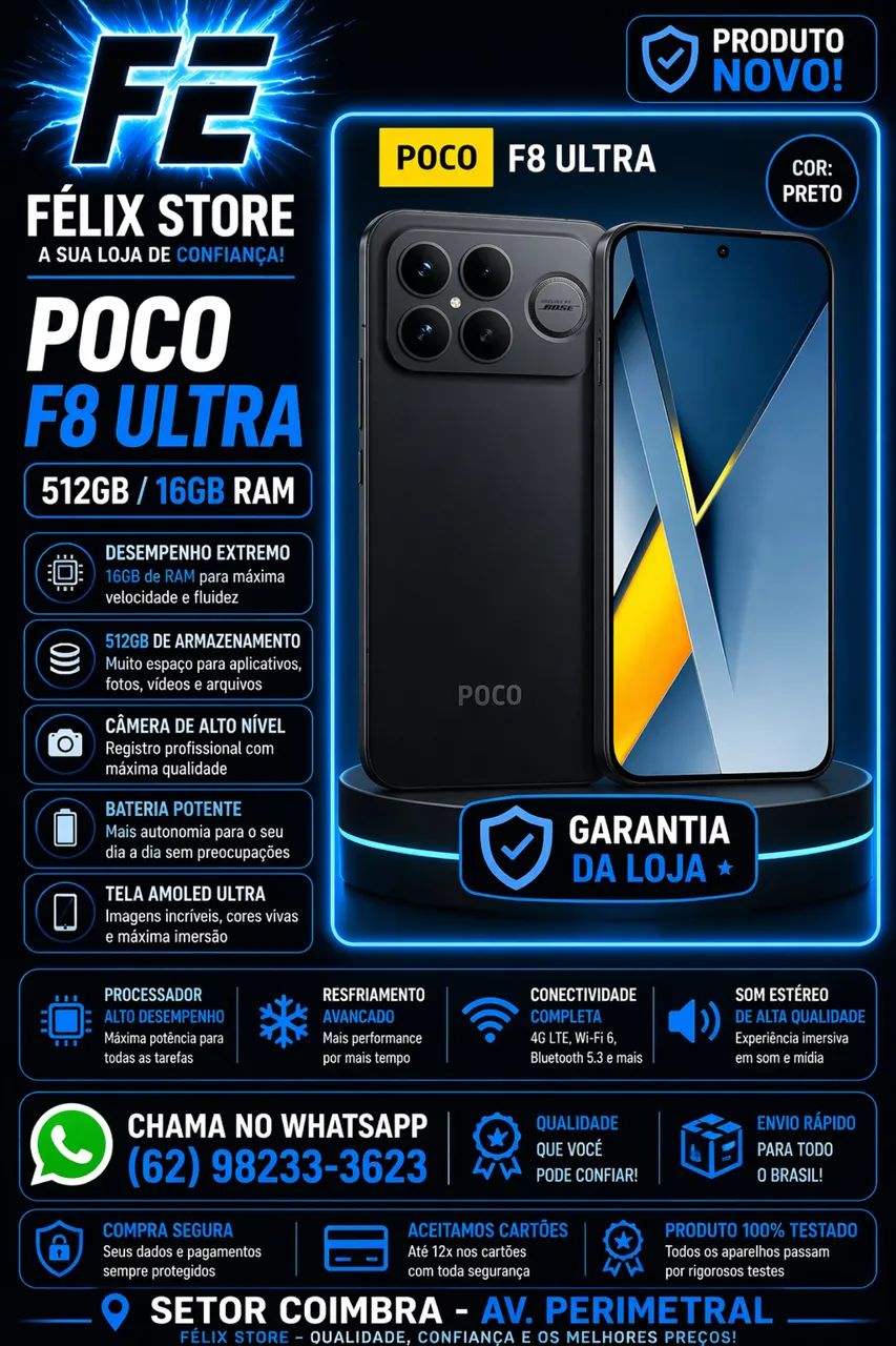 Poco F8 Ultra 512GB 16GB RAM Preto | Garantia da Loja | FÉLIX